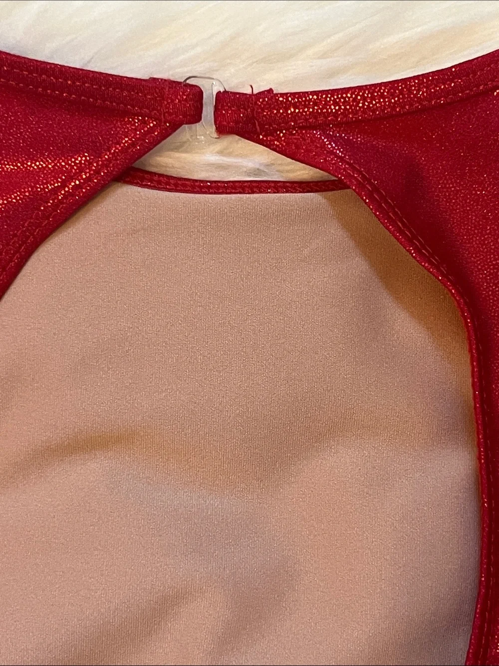 Double Platinum Red Long-Sleeve One-Piece Leotard